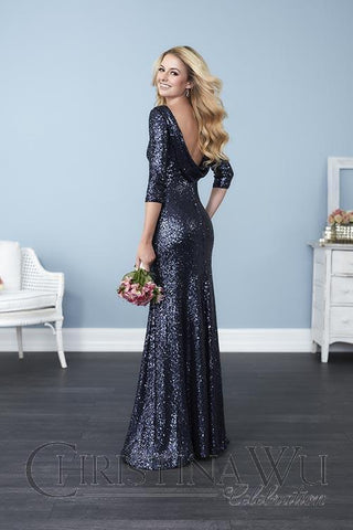 Chiffon lace long bridesmaid dress.