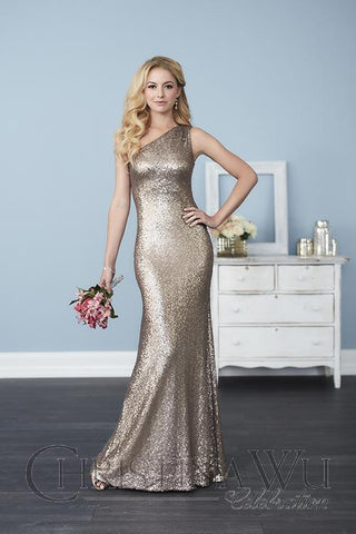 Chiffon long bridesmaid dress.