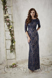 Chiffon lace long bridesmaid dress.