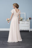 Chiffon lace long bridesmaid dress.