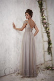 Chiffon lace long bridesmaid dress.