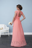 Chiffon lace long bridesmaid dress.