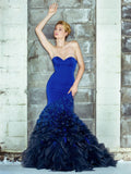 Strapless, trumpet-mermaid, ruffle, faille Prom Grown
