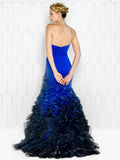 Strapless, trumpet-mermaid, ruffle, faille Prom Grown