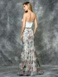 Strapless, satin & lace, trumpet Prom Gown