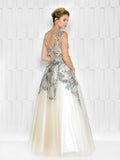 Sleeveless, mesh & lace A-line, Prom Gown