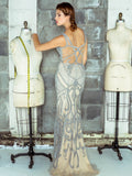 Sleeveless, all beaded, trumpet, Prom Gown