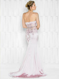 Strapless beaded , A-line, with split ,Tricetate Prom Gown