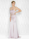 Strapless beaded , A-line, with split ,Tricetate Prom Gown