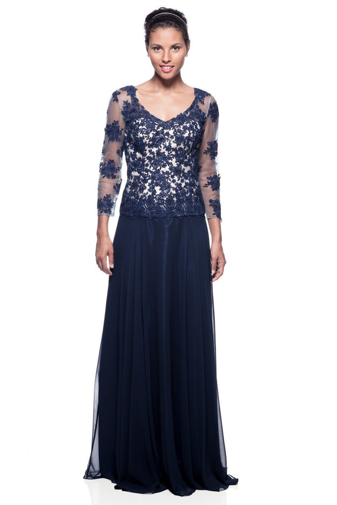Mother Of The Bride Lace satin chiffon Long Gown Dress.