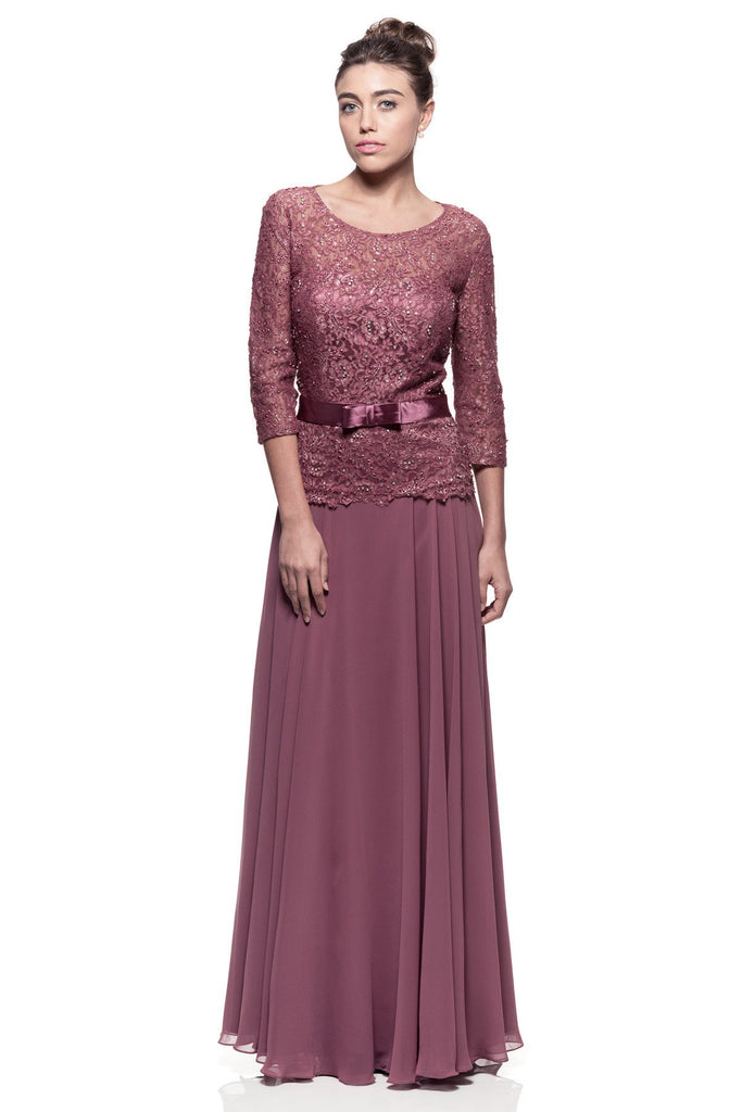 Mother Of The Bride Lace satin chiffon Long Gown Dress