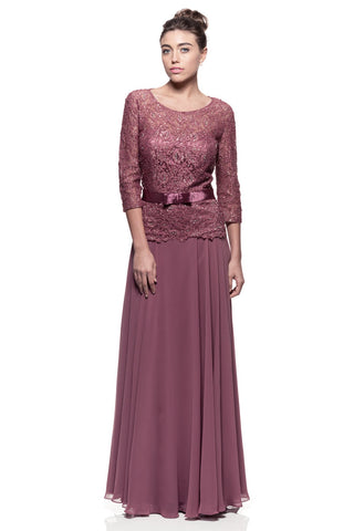 Mother Of The Bride Lace satin chiffon Long Gown Dress