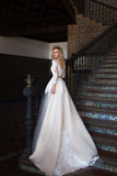 Lace tulle long sleeve princess ball gown lace A-Line wedding dress