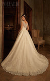 Beaded Lace ball gown A-Line short sleeve Wedding Dress