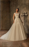 Beaded lace satin ball gown a-Line Wedding Dress