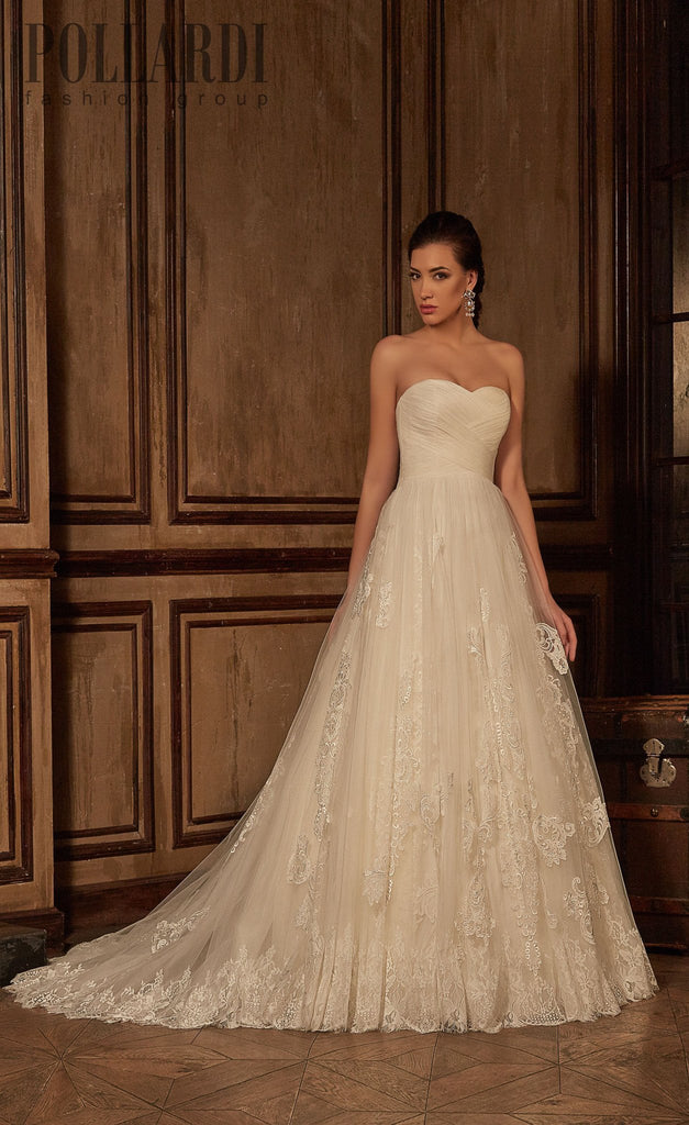 Beaded lace strapless ball gown A-Line Wedding Dress