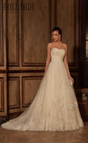 Beaded lace strapless ball gown A-Line Wedding Dress