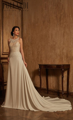 Beaded lace satin trumpet Wedding Dress