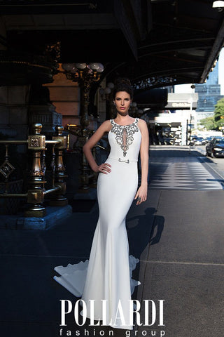 Designer Long Jersey Beaded Wedding/Evening Dresses