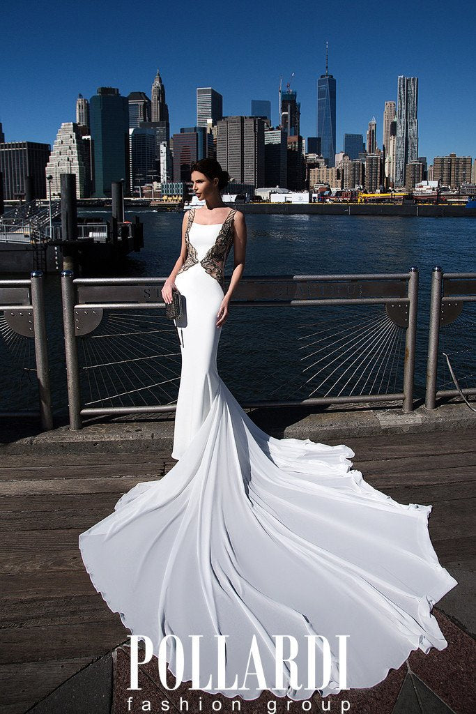 Designer Long Jersey Beaded Wedding/Evening Dresses