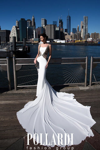 Designer Long Jersey Beaded Wedding/Evening Dresses