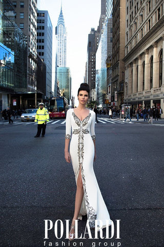Designer Long Jersey Beaded Wedding/Evening Dresses