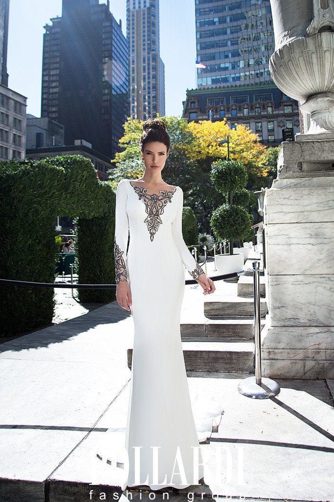 Designer Long Jersey Beaded Wedding/Evening Dresses
