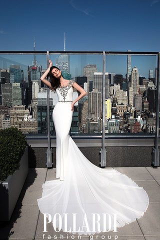 Designer Long Jersey Beaded Wedding/Evening Dresses