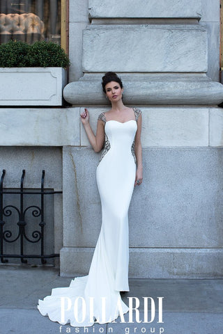 Designer Long Jersey Beaded Wedding/Evening Dresses
