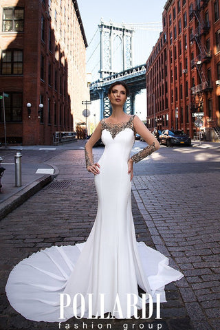 Designer Long Jersey Beaded Wedding/Evening Dresses