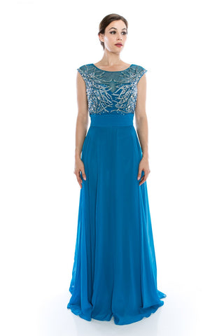 Mother Of The Bride Lace satin chiffon Long Gown Dress