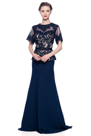 Mother Of The Bride Lace satin chiffon Long Gown Dress.