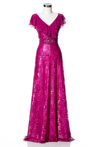 Mother Of The Bride Lace satin chiffon Long Gown Dress