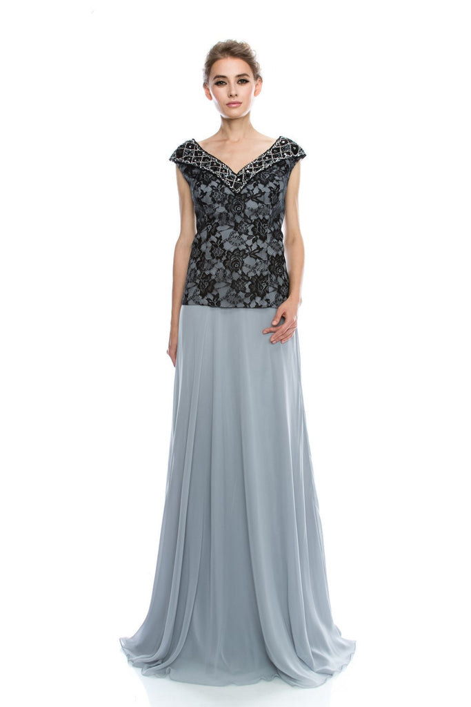 Mother Of The Bride Lace satin chiffon Long Gown Dress