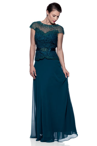 Mother Of The Bride Lace satin chiffon Long Gown Dress
