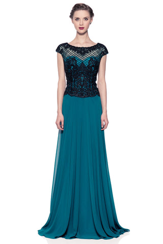 Mother Of The Bride Lace satin chiffon Long Gown Dress