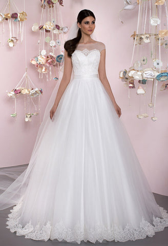 Lace tulle  princess ball gown lace A-Line wedding dress