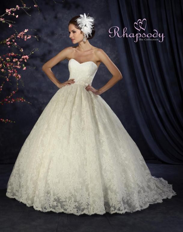 Lace beaded A-line ball gown wedding dress