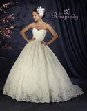 Lace beaded A-line ball gown wedding dress
