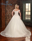 Lace beading A-line ball gown wedding dress