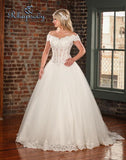 Lace beading A-line ball gown wedding dress