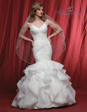 Lace beading ruffle mermaid wedding dress