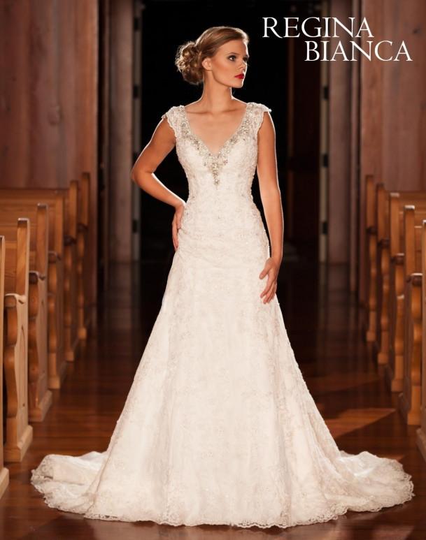 Lace beading A-line ball gown wedding dress