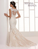 Lace satin fit & flare wedding dress