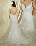 Lace beading A-line ball gown wedding dress