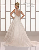 Designer lace beading A-line ball gown wedding dress