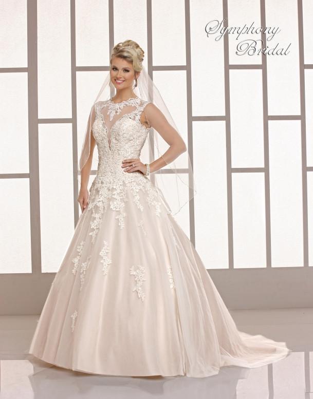 Lace beading A-line ball gown wedding dress