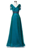 Mother Of The Bride Lace beaded satin chiffon Long Gown Dress.