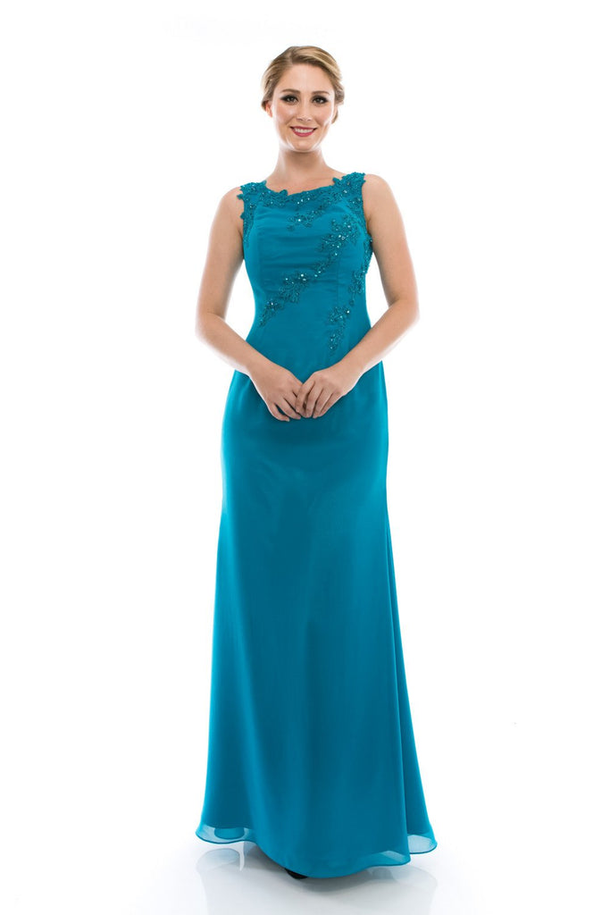 Mother Of The Bride Lace beaded satin chiffon Long Gown Dress.