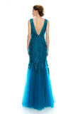 Mother Of The Bride Lace beaded satin chiffon Long Gown Dress.
